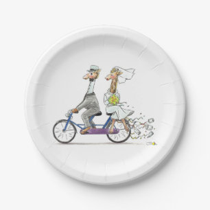 wedding bride and groom giraffes - personalised paper plate