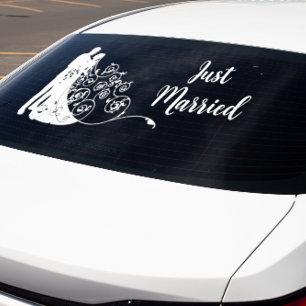 Wedding Bride and Groom Just Married Car Suv