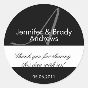 Wedding Bride and Groom Monogram A Favour Sticker