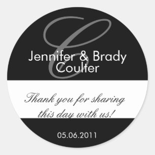 Wedding Bride and Groom Monogram Favour Sticker