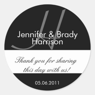 Wedding Bride and Groom Monogram H Favour Sticker