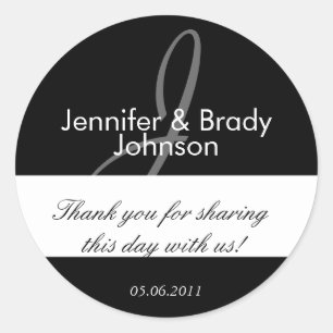 Wedding Bride and Groom Monogram J Favour Sticker
