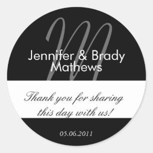 Wedding Bride and Groom Monogram M Favour Sticker