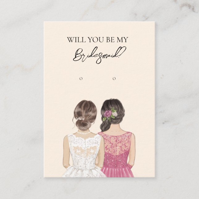 Wedding Bride Bridesmaid Earring Display Card (Front)