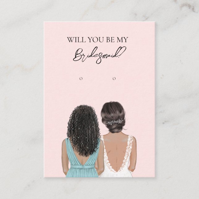 Wedding Bride Bridesmaid Earring Display Card (Front)