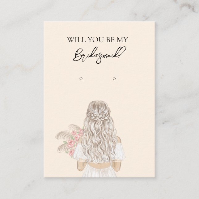 Wedding Bride Bridesmaid Earring Display Card (Front)