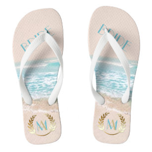 Wedding Bride FlipFlops | Modern Monogram Beach
