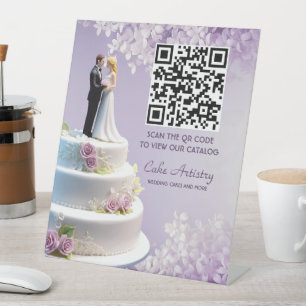 Wedding Bride & Groom Cake Bakery Business Pedestal Sign