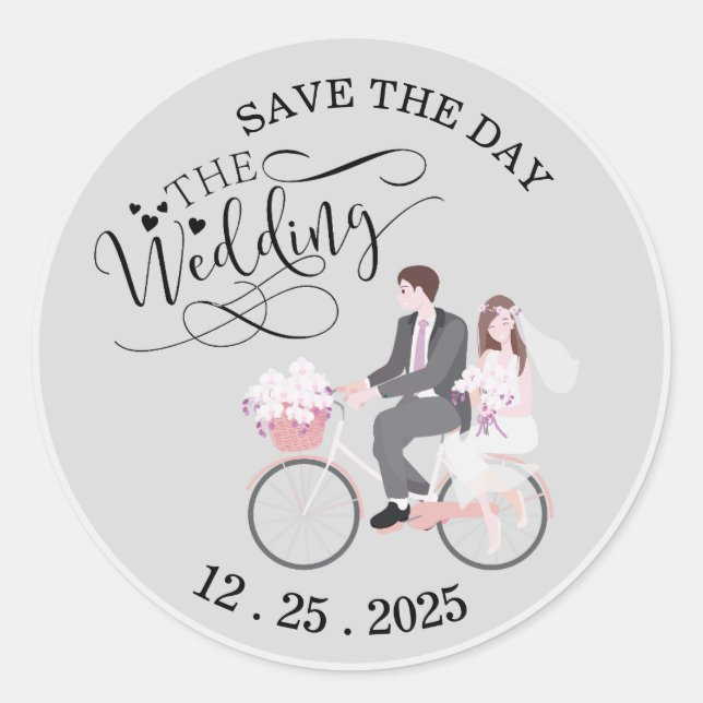 Wedding bride, groom, custom, personalised  classic round sticker (Front)