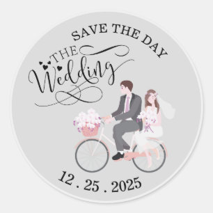 Wedding bride, groom, custom, personalised classic round sticker