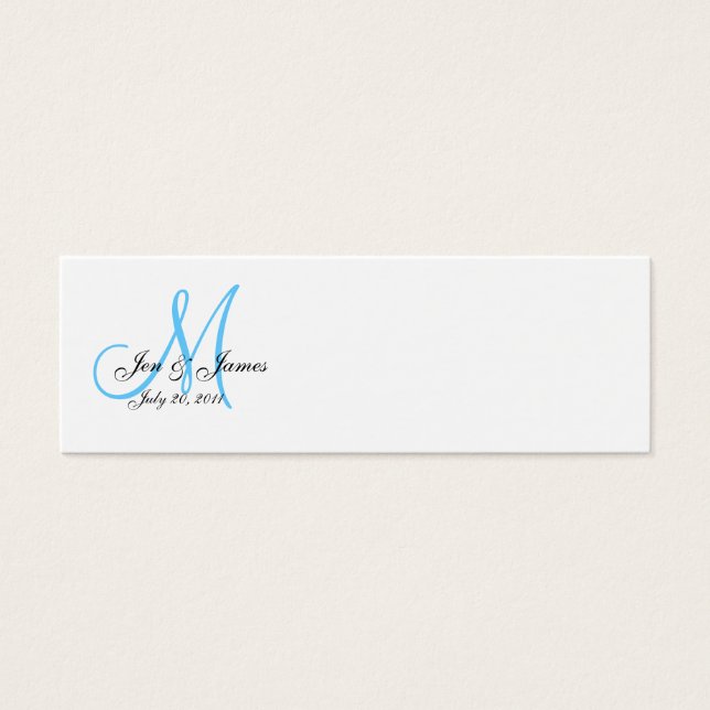 Wedding Bride Groom Date Monogram BlueProfile Card (Front)