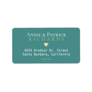 wedding bride groom family name love teal address label