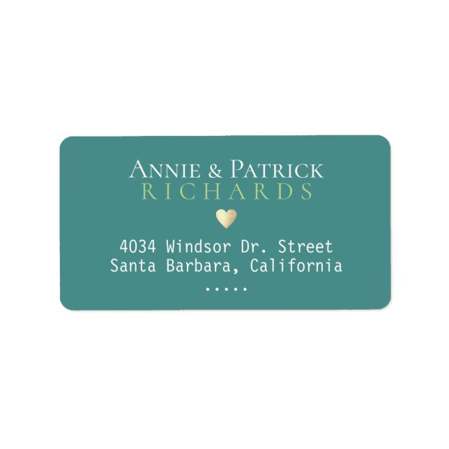 wedding bride groom family name love teal address label (Front)