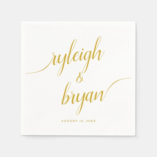 Wedding Bride & Groom Handwritten Calligraphy Napkin (Front)