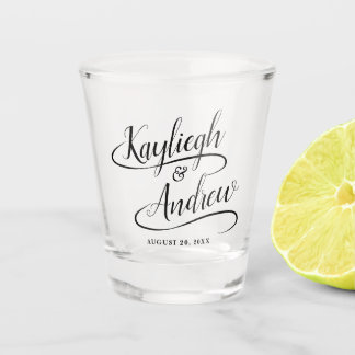 Wedding Bride & Groom Handwritten Calligraphy Shot Glass