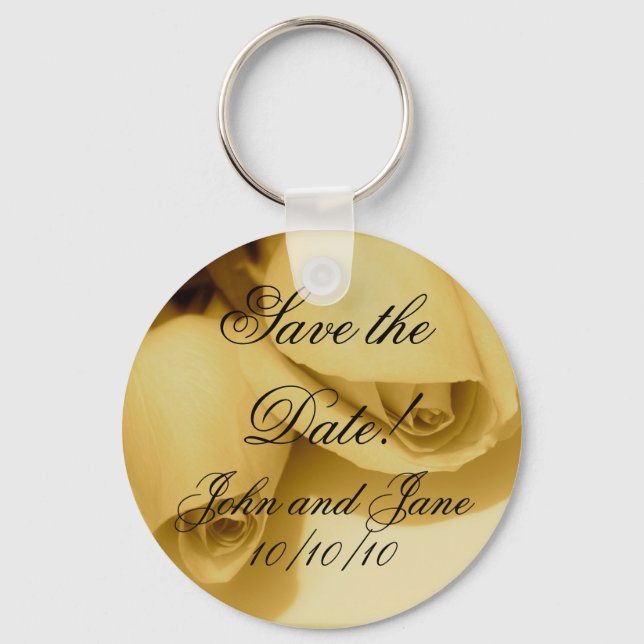 Wedding Bride Groom Names & Date Keychain (Front)