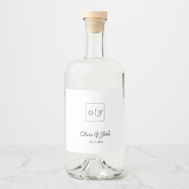 Wedding Bride & Groom names  Liquor Bottle Label (Front)