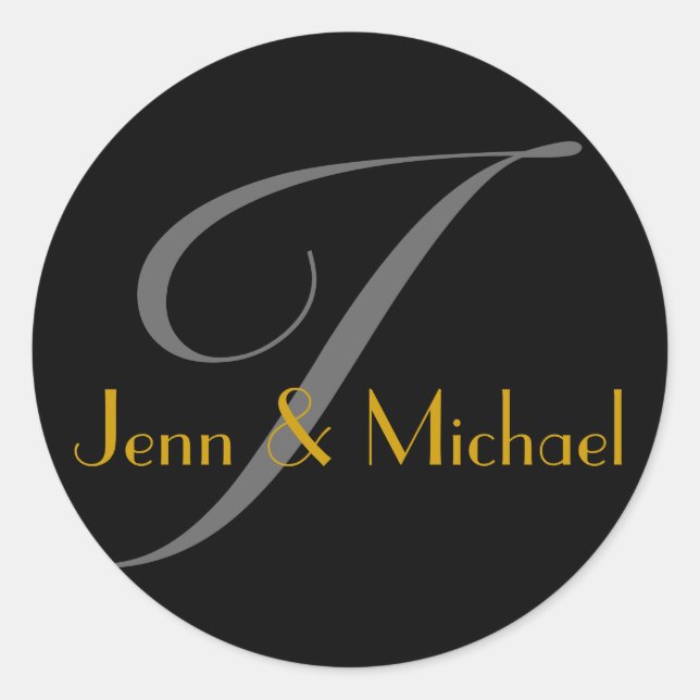 Wedding Bride Groom Names Monogram I Gold Seal (Front)