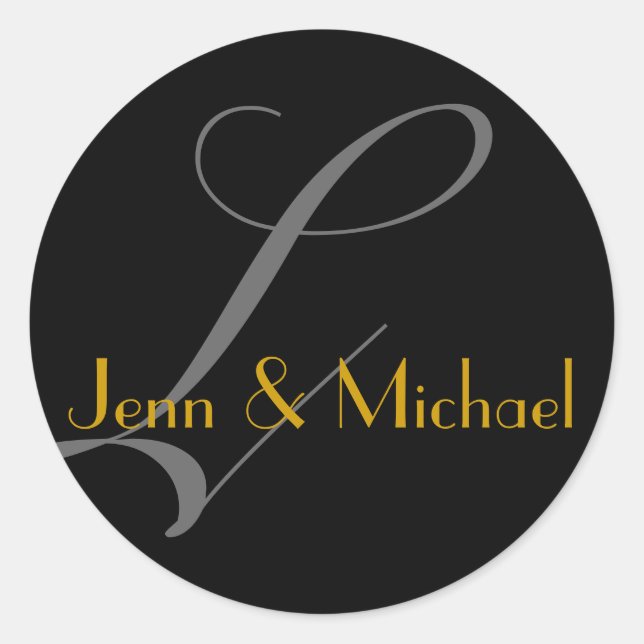 Wedding Bride Groom Names Monogram L Gold Seal (Front)