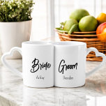 Wedding Bride Groom Newlyweds Lovers' mug<br><div class="desc">Bride Groom Newlyweds Lovers Mug,  Personalise by adding Bride and Groom Names</div>