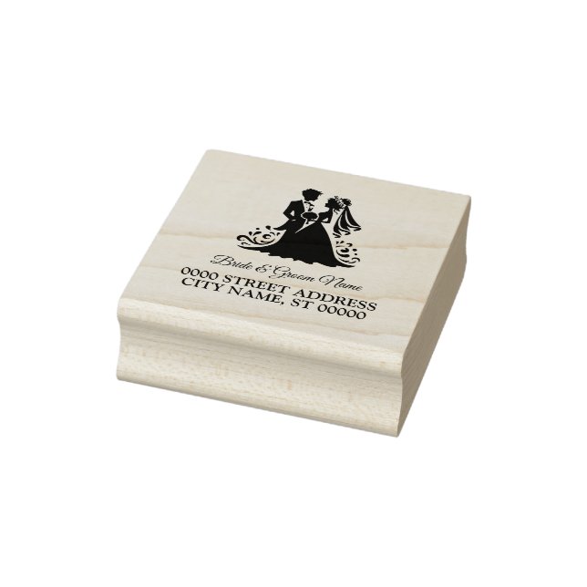 Wedding Bride Groom Party Return Address Rubber Stamp (Stamp)