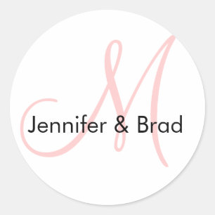 Wedding Bride Groom Pink White Monogram Sticker