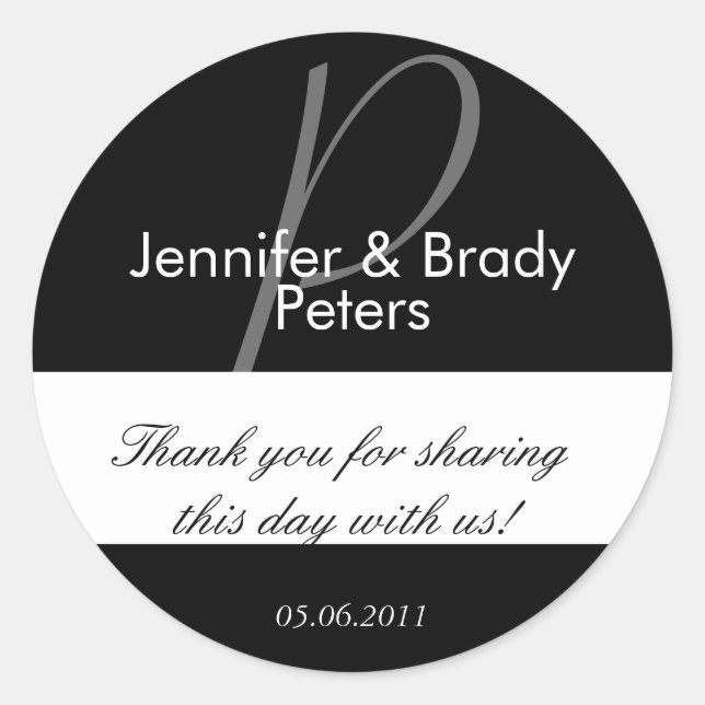 Wedding Bride & Groom Thank You Favour Sticker (Front)
