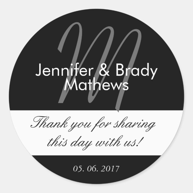 Wedding Bride & Groom Thank You Favour Sticker (Front)