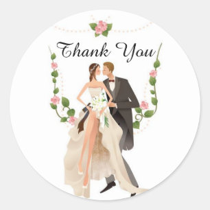 Wedding Bride & Groom Thank You Stickers