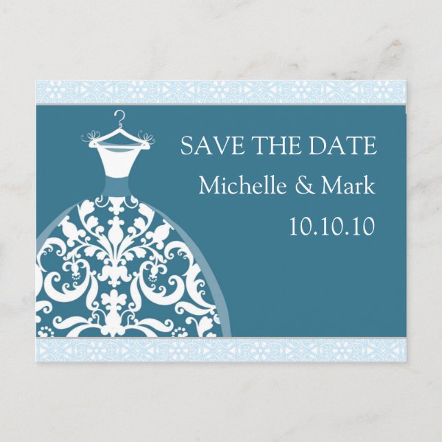Wedding Bride Save The Date harmony blue card (Front)