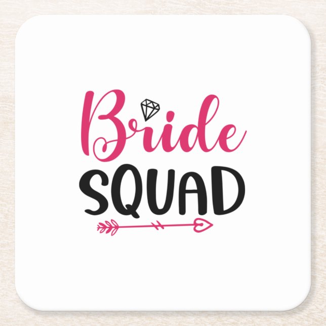Wedding Bride Squad Square Paper Coaster (Front)