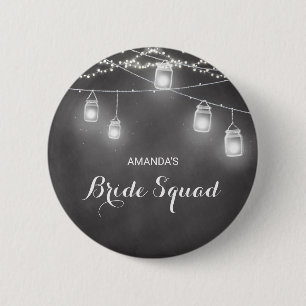 Wedding Bride Squad Team Black White 6 Cm Round Badge