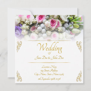 Wedding - bride with colourful wedding bouquet card