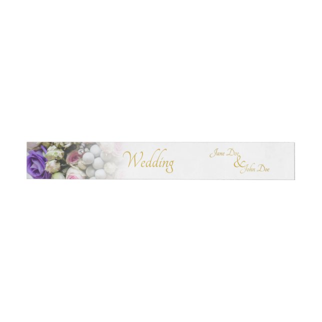 Wedding - bride with colourful wedding bouquet wrap around label (Individual)