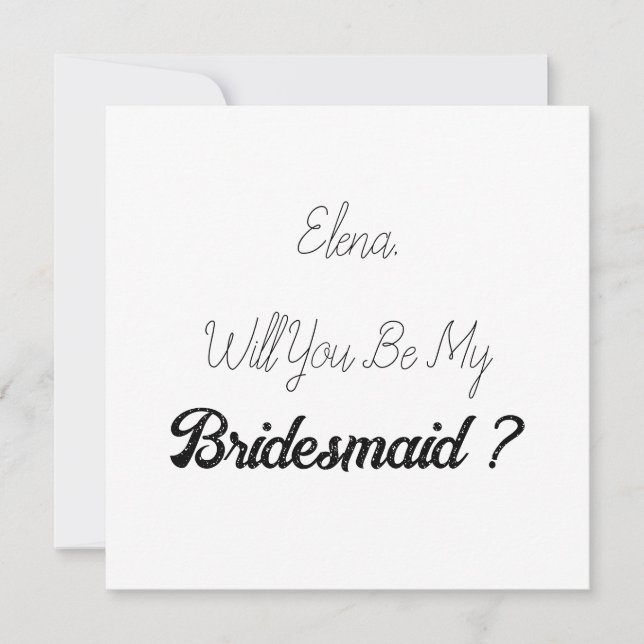 Wedding Bridesmaid 2024 Simple Proposal Elegant Invitation (Front)