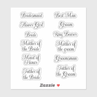 Wedding Bridesmaid Decal Vinyl Stickers