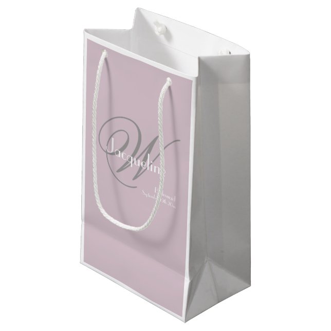 Wedding Bridesmaid Gift Modern Monogram Chic  Small Gift Bag (Front Angled)
