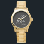 Wedding Bridesmaid Gift Modern Monogram Name Chic  Watch<br><div class="desc">Wedding Party Gifts Bridesmaid Wedding Gift Modern Monogram And Bridesmaids Name Chic Watch. Add that extra special touch with a monogrammed gift, especially for your Bridesmaid. Click personalise this template to customise it with the Bridesmaids monogram last name initia, the first name, and the marriage date quickly and easily. Wedding...</div>