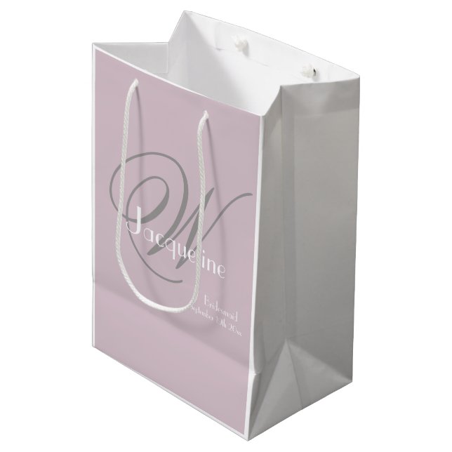 Wedding Bridesmaid Gift Monogram Script Elegant  Medium Gift Bag (Front Angled)