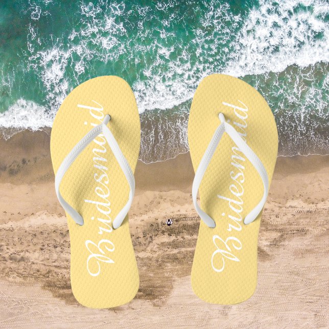 Wedding Bridesmaid Trendy Butter Yellow Thongs (In Situ Beach)