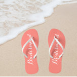 Wedding Bridesmaid Trendy Coral Thongs<br><div class="desc">Gift your wedding bridesmaids with these stylish bridesmaid flip flops that are a trendy coral colour along with white,  stylised script to complement your similar wedding colour scheme. Select foot size along with other options. You may customise your flip flops to change colour to your desire.</div>