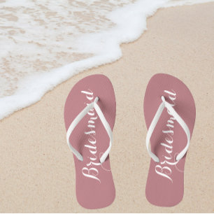 Wedding Bridesmaid Trendy Dusty Rose Thongs