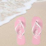 Wedding Bridesmaid Trendy Pink Thongs<br><div class="desc">Gift your wedding bridesmaids with these stylish bridesmaid flip flops that are a trendy,  pink colour along with white,  stylised script to complement your similar wedding colour scheme. Select foot size along with other options. Available in many,  popular bridesmaid wedding colour schemes.</div>