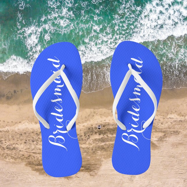 Wedding Bridesmaid Trendy Royal Blue Thongs (In Situ Beach)
