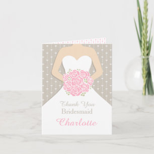 Wedding bridesmaid white dress thank you card
