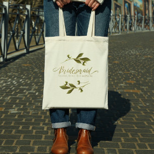 Wedding Bridesmaid White Peony Branch Personalised Tote Bag