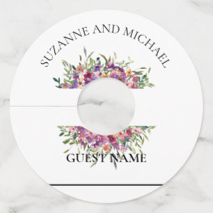 Wedding Bright Floral watercolor Personalised Wine Glass Tag