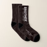 Wedding Brother of the Bride Personalised Socks<br><div class="desc">Dress the men of your wedding party with coordinating personalised socks. You can personalise these souvenir keepsake "Brother of the Bride" socks with your first names and wedding date in white typography against a black background.</div>