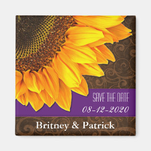 Wedding Brown Sunflower Save the Date Magnets