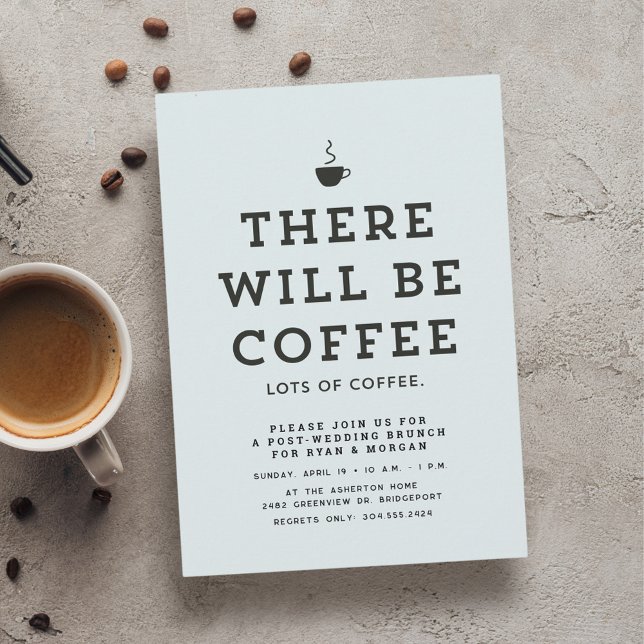 Wedding brunch simple fun light blue coffee invitation (Creator Uploaded)